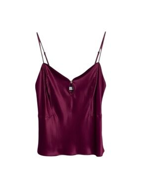 Victoria’s Secret Y2K Silk Camisole Burgundy Satin Keyhole Button Cami Women’s M